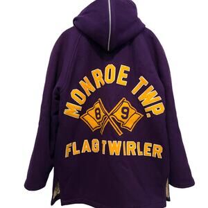 1989 Monroe Flag Twirler Varsity Letterman Jacket Tracy Purple Gold Size L XL